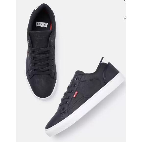 NEW LEVI'S® MEN'S COURTRIGHT SNEAKERS BLACK WHITE SZ 8.5 - Picture 1 of 8